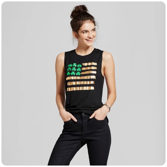 St Patrick’s day shamrock gold flag shirt L - Picture 1 of 10